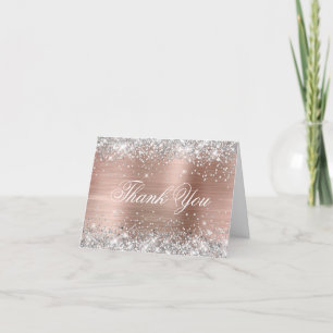 Tarjeta De Agradecimiento Laminado de oro rosa brillante plateado brillante