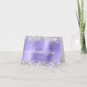 Tarjeta De Agradecimiento Laminado Periwinkle Purpurado Plateado Brillante F