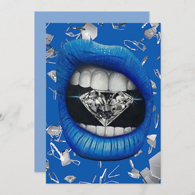 Tarjeta De Agradecimiento Láminas de vidrio y diamantes azul destrozados gra (Anverso / Reverso)