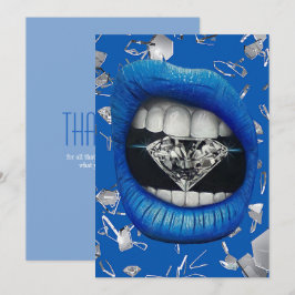 Tarjeta De Agradecimiento Láminas de vidrio y diamantes azul destrozados gra