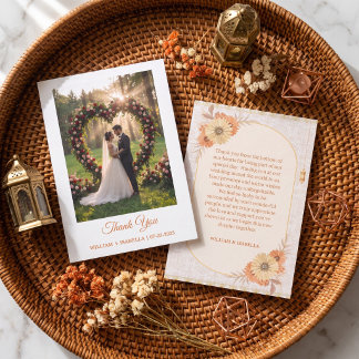 Tarjeta De Agradecimiento Lámpara árabe elegante floral foto de boda