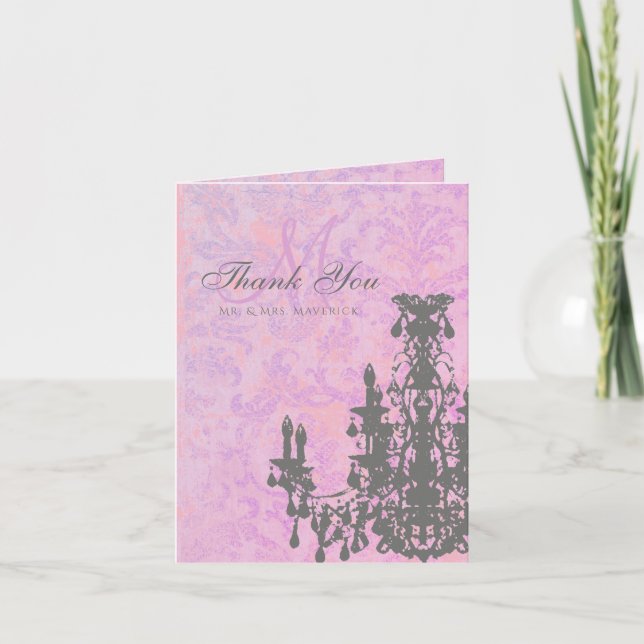 Tarjeta De Agradecimiento Lámpara De Coco - Monograma Con Sobre Blanco / (Anverso)