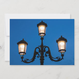 Tarjeta De Agradecimiento Lámpara encendida por la noche, Venecia