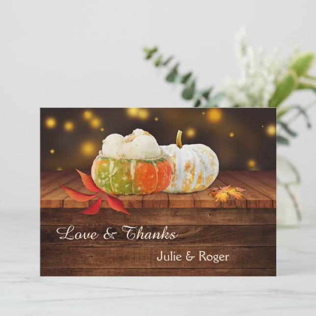 Tarjeta De Agradecimiento Lámparas de calabaza Boda de fotos otoño gracias t (Anverso de pie)