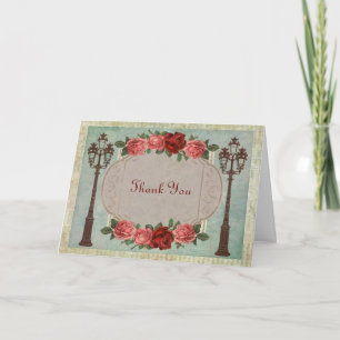 Tarjeta De Agradecimiento Lámparas Vintage Italianas De Calle Y Rosas Gracia