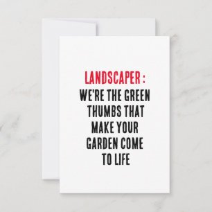 Tarjeta De Agradecimiento Landscaper Somos los pulgares verdes que hacen tu 
