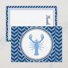 Tarjeta De Agradecimiento Langosta azul náutico costero