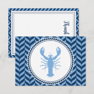 Tarjeta De Agradecimiento Langosta azul náutico costero 