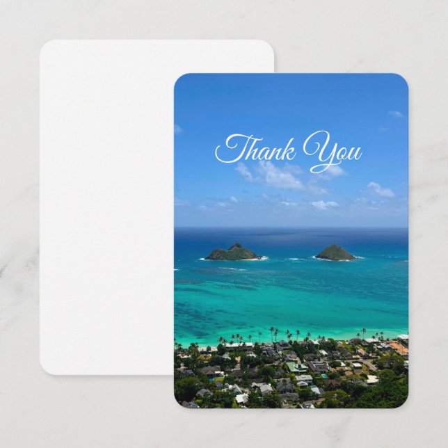 Tarjeta De Agradecimiento Lanikai Oahu  (Anverso / Reverso)