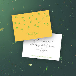 Tarjeta De Agradecimiento Lanzamiento de Gorra Amarillo y Verde Graduación