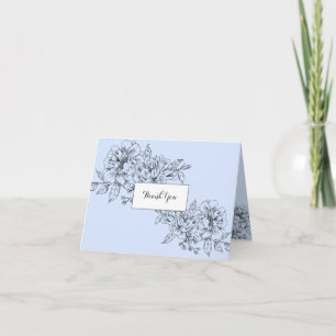 Tarjeta De Agradecimiento Lápiz moderno de moda Dibujar luz azul gracias