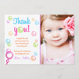 Tarjeta De Agradecimiento Las burbujas le agradecen cardar a la chica