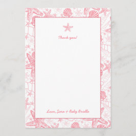 Tarjeta De Agradecimiento Las cáscaras Baby Shower rosado del mar le