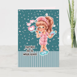 Tarjeta De Agradecimiento Las enfermeras lo hacen con amor. Enfermera Cute