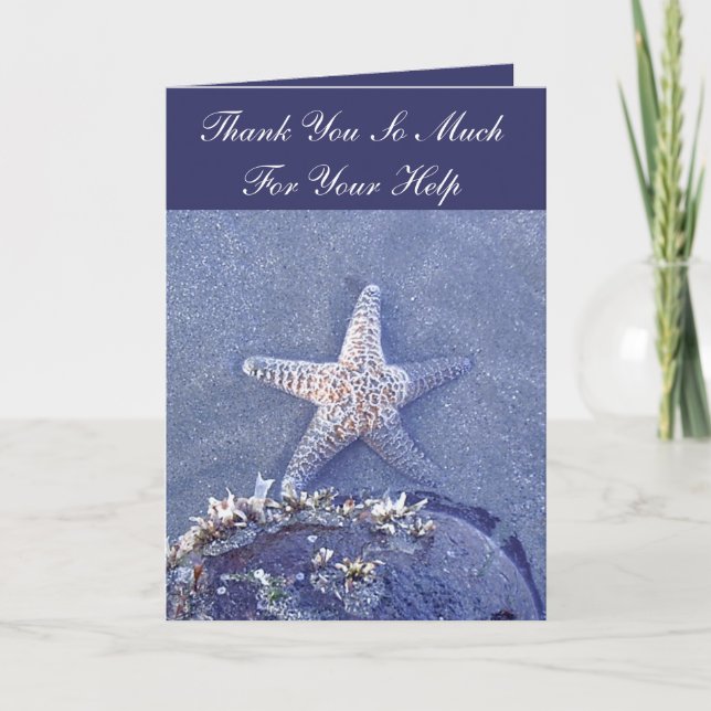 Tarjeta De Agradecimiento Las estrellas de mar le agradecen cardar (Anverso)