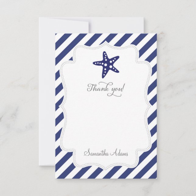 Tarjeta De Agradecimiento Las estrellas de mar náuticas le agradecen cardar (Anverso)