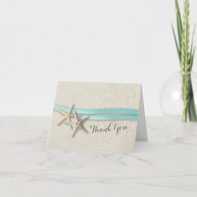 Tarjeta De Agradecimiento Las estrellas de mar y la cinta le agradecen (Anverso)