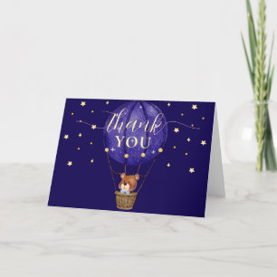 Tarjeta De Agradecimiento Las Estrellas Elegantes OSO Balón Aire Caliente Ni