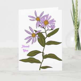 Tarjeta De Agradecimiento Las floraciones bonitas de la flor del aster de la
