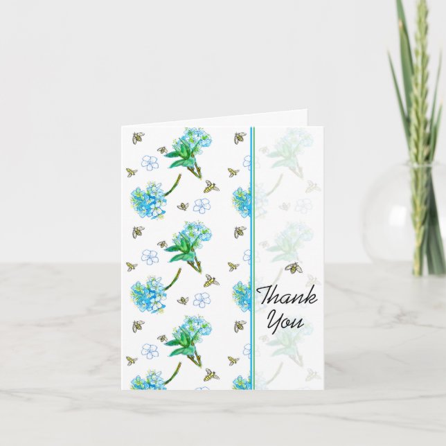 Tarjeta De Agradecimiento Las Flores Acuáticas de Abejas de Miel Gracias (Anverso)