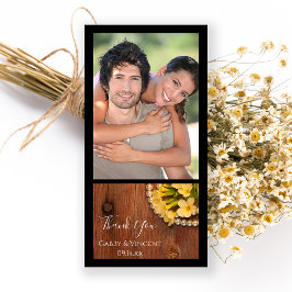 Tarjeta De Agradecimiento Las flores amarillas Pearls Barn Wood Country Grac