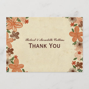 Tarjeta De Agradecimiento Las flores anaranjadas del moho retro