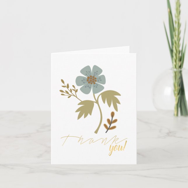 Tarjeta De Agradecimiento Las Flores Azules Modernas Gracias (Anverso)