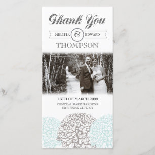 Tarjeta De Agradecimiento Las flores de la aguamarina del vintage le