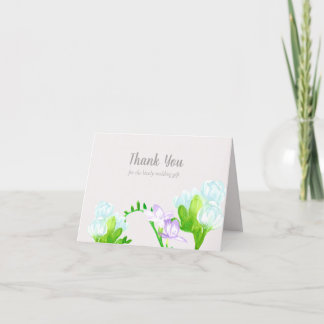 Tarjeta De Agradecimiento Las flores del Freesia de la acuarela le agradecen