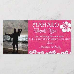 Tarjeta De Agradecimiento Las flores rosadas de la playa le agradecen