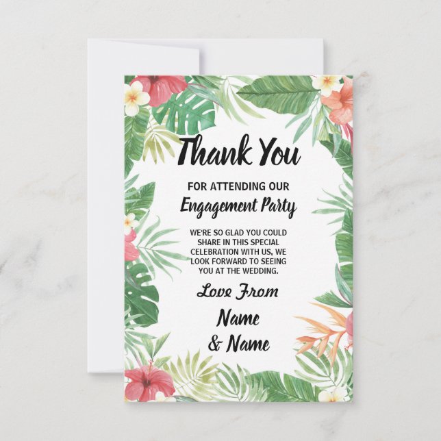 Tarjeta De Agradecimiento Las flores tropicales de la acuarela le agradecen (Anverso)