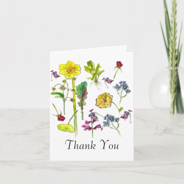 Tarjeta De Agradecimiento Las flores vegetales del arte botánico le (Anverso)