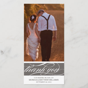 TARJETA DE AGRADECIMIENTO LAS GRACIAS GRISES EL %PIPE% QUE SE CASA LE