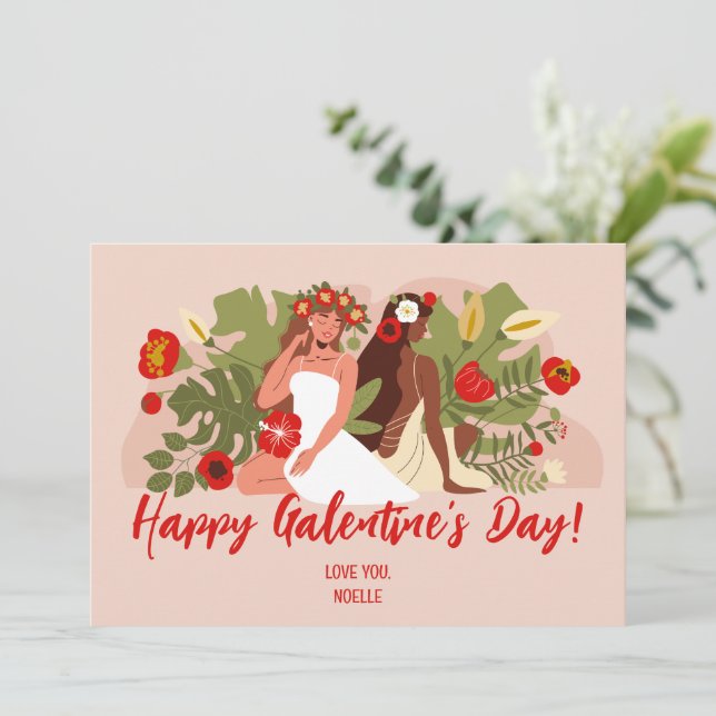 Tarjeta De Agradecimiento Las hermanas amigas Galentine's Day (Anverso de pie)