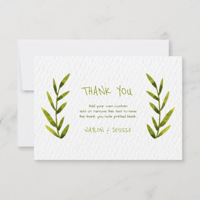 Tarjeta De Agradecimiento Las hojas de acuarela Gracias Cartas (Anverso)