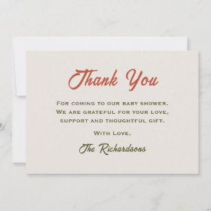 Tarjeta De Agradecimiento Las hojas de otoño caen en un pequeño Baby Shower 