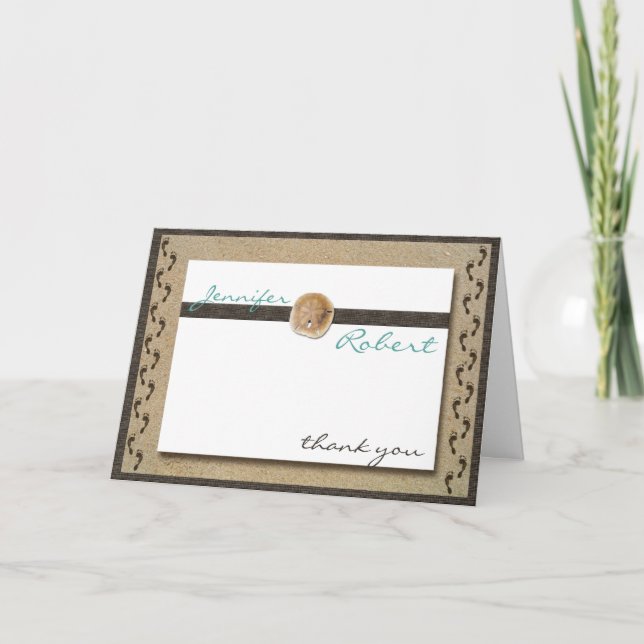 Tarjeta De Agradecimiento Las huellas en la arena le agradecen (Anverso)