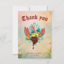 Tarjeta De Agradecimiento Las lindas aves de buen humor.