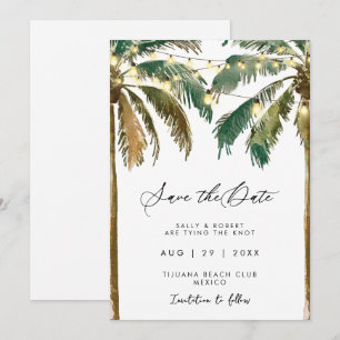 Tarjeta De Agradecimiento las luces de palmeras tropicales ahorran la carta 