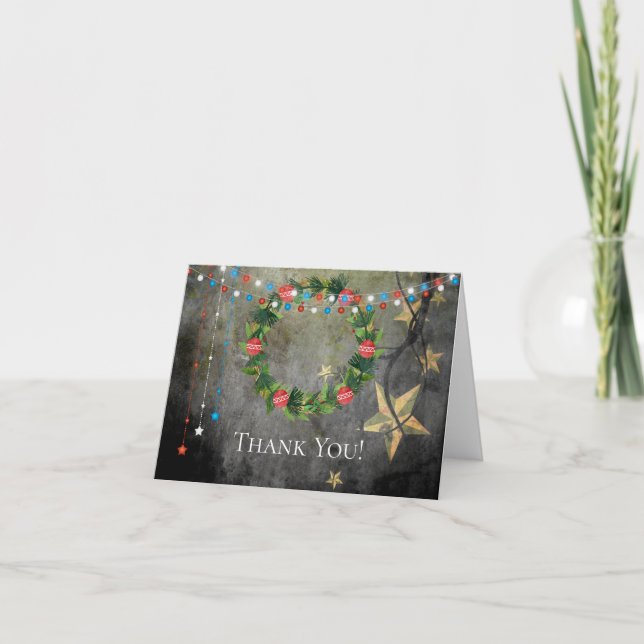 Tarjeta De Agradecimiento Las luces patrióticas de las estrellas n, navidad (Anverso)