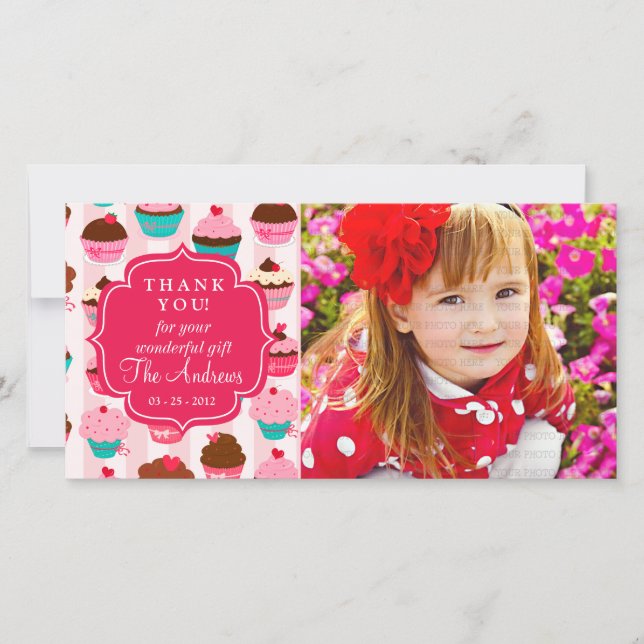 Tarjeta De Agradecimiento Las magdalenas rosadas modernas cualquier ocasión (Anverso)