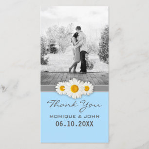 Tarjeta De Agradecimiento Las margaritas florales azules suaves de la boda