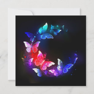 Tarjeta De Agradecimiento Las mariposas nocturnas brillantes de Neon en el f