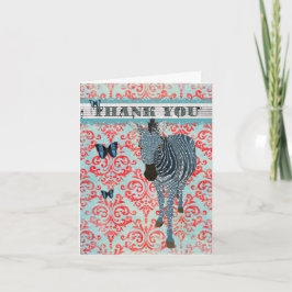 Tarjeta De Agradecimiento Las mariposas y la cebra azules de Boho le