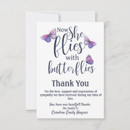 Tarjeta De Agradecimiento Las moscas con mariposas agradecen su pésame en el
