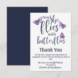 Tarjeta De Agradecimiento Las moscas con mariposas agradecen su pésame en el