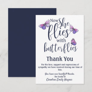 Tarjeta De Agradecimiento Las moscas con mariposas agradecen su pésame en el