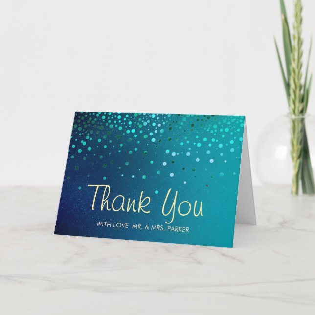 Tarjeta De Agradecimiento Las nubes elegantes del verde de mar le agradecen (Anverso)