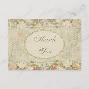 Tarjeta De Agradecimiento Las perlas y las flores elegantes lamentables del