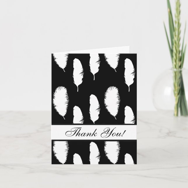 Tarjeta De Agradecimiento Las plumas blancas y negras gracias (Anverso)